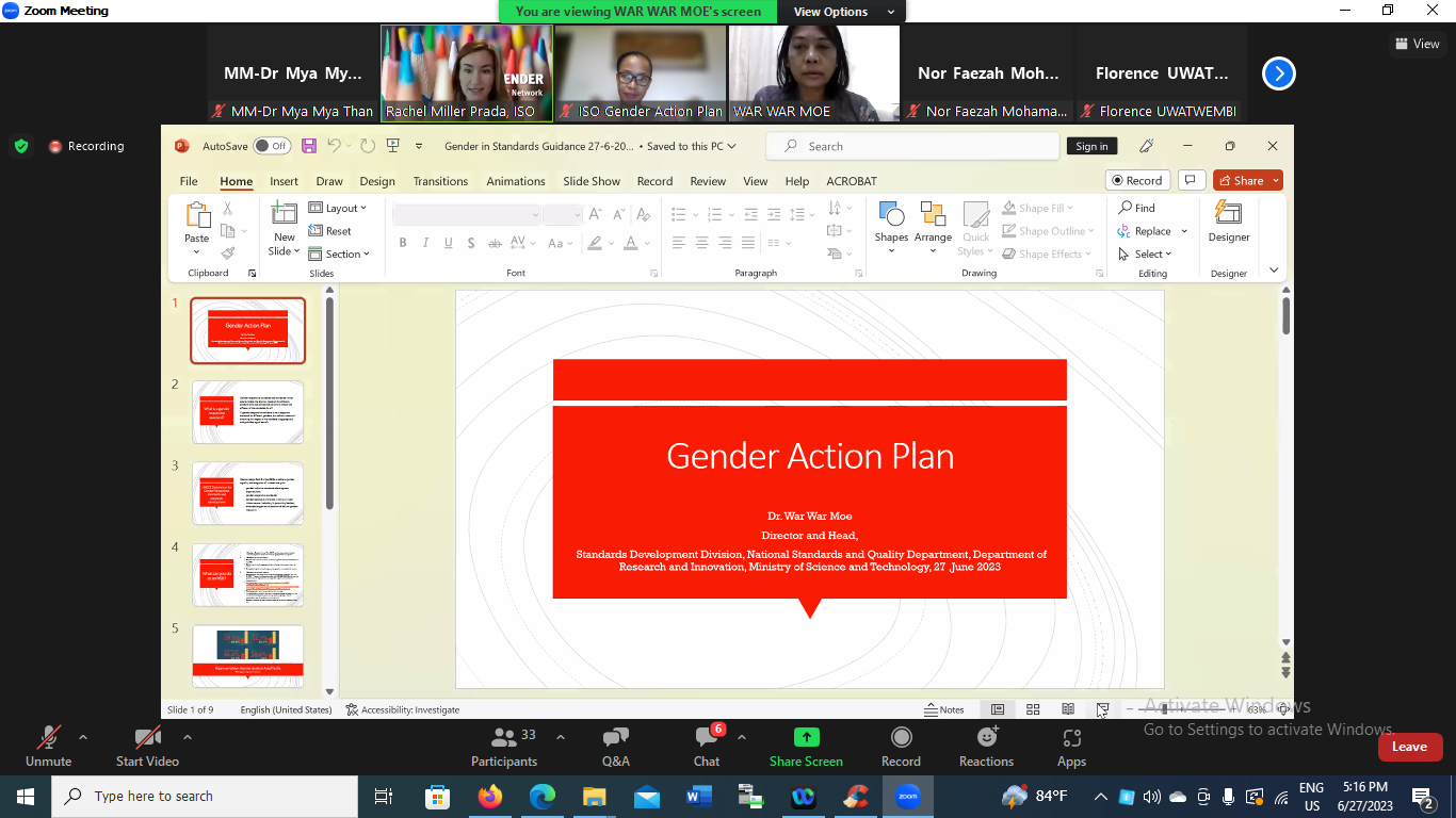 Gender Focal Point Network (GFPN) webinar ကျင်းပခြင်း