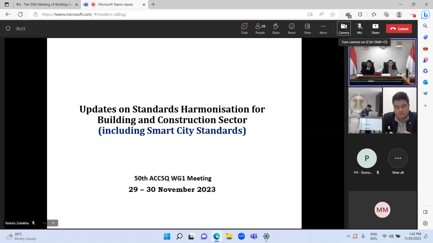 The 50 <sup>th</sup> Meeting of the ASEAN Consultative Committee for Standards and Quality (ACCSQ) - Working Group on Standards (WG 1) Video Conference Meeting(29-30 November 2023)